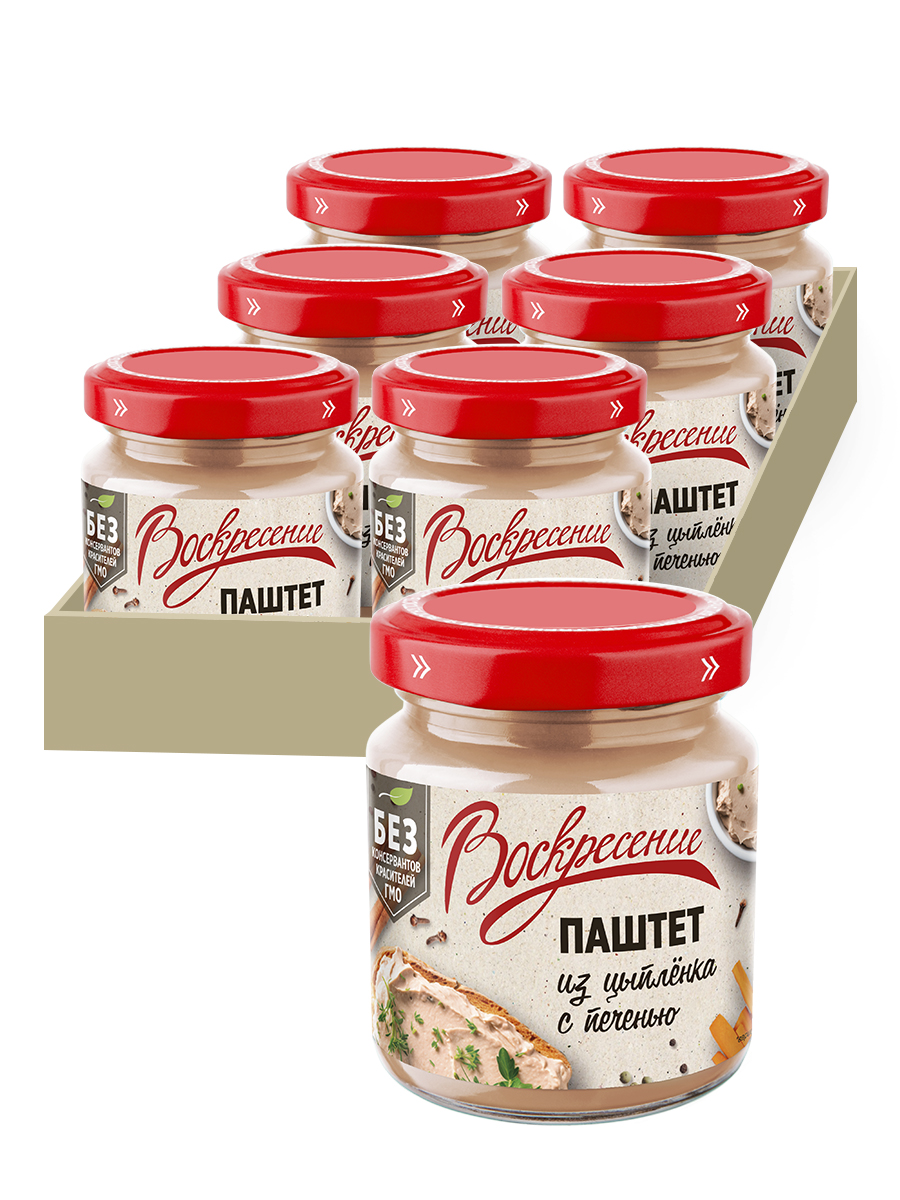 Паштет Воскресение из цыпленка с печенью, 6 шт х 100 г