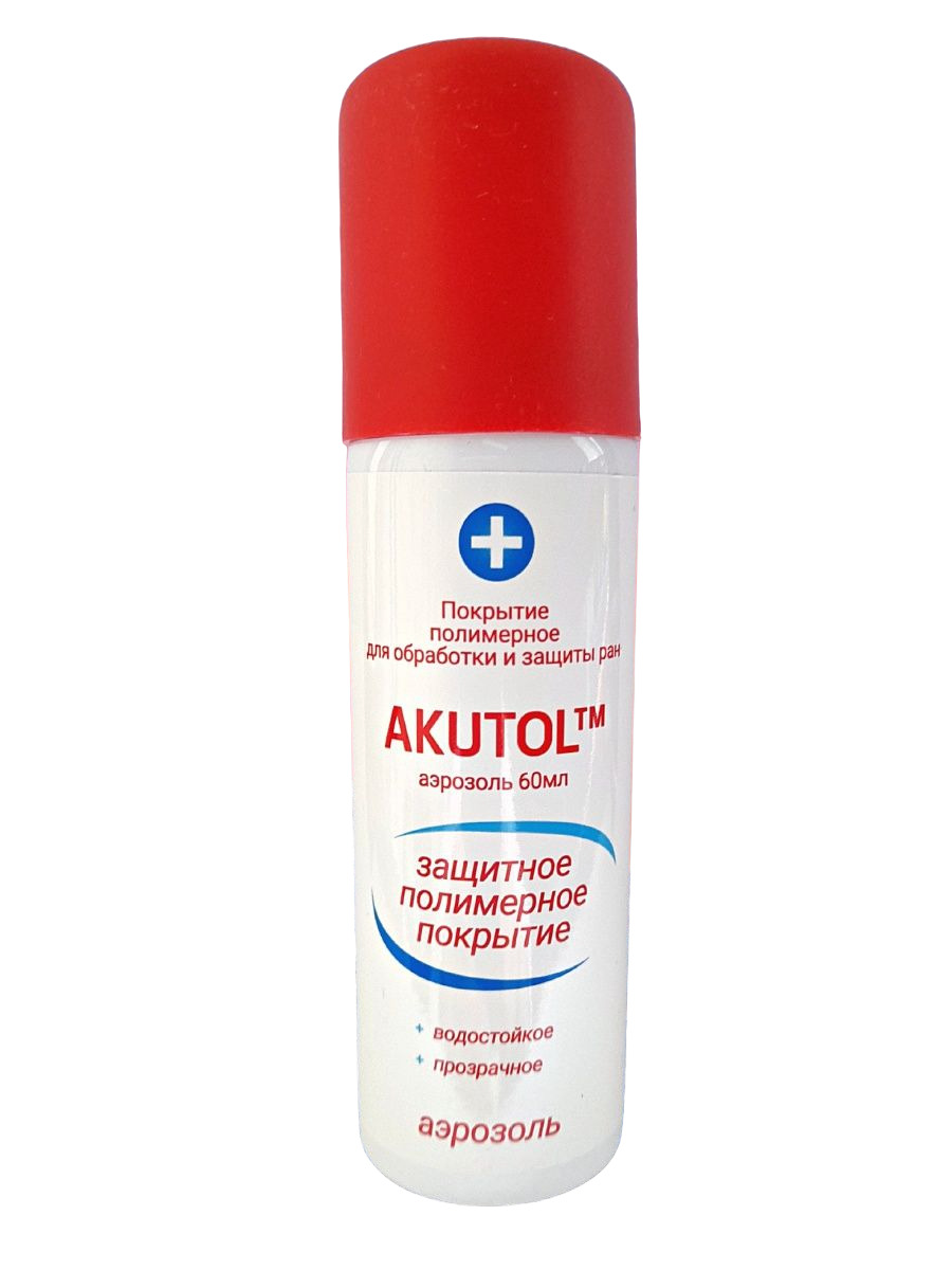 Купить Защитное покрытие для обработки и защиты ран Акутол аэрозоль 60 мл, Akutol, белый