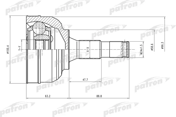 

ШРУС наружн к-кт 25x58.5x26 CITROEN: C5 II 2.0HDI 04- PATRON PCV1553