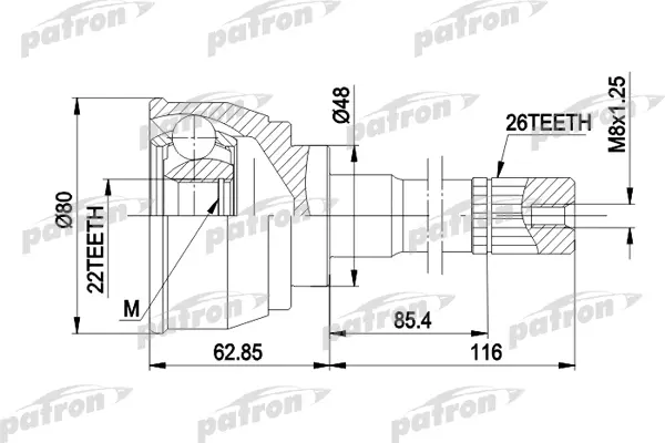 

ШРУС наружн к-кт 26x48x22 SUZUKI: VITARA 88 - 98, VITARA Cabrio 88 - 99 PATRON PCV1380