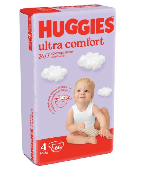 Подгузники Huggies Ultra Comfort 4 8-14 кг 66 шт 1321₽