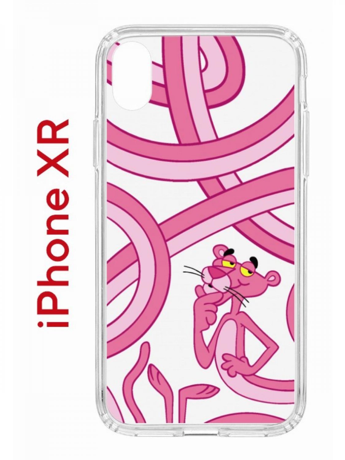 фото Чехол на iphone xr с принтом kruche print розовая пантера, бампер с защитой камеры кruче