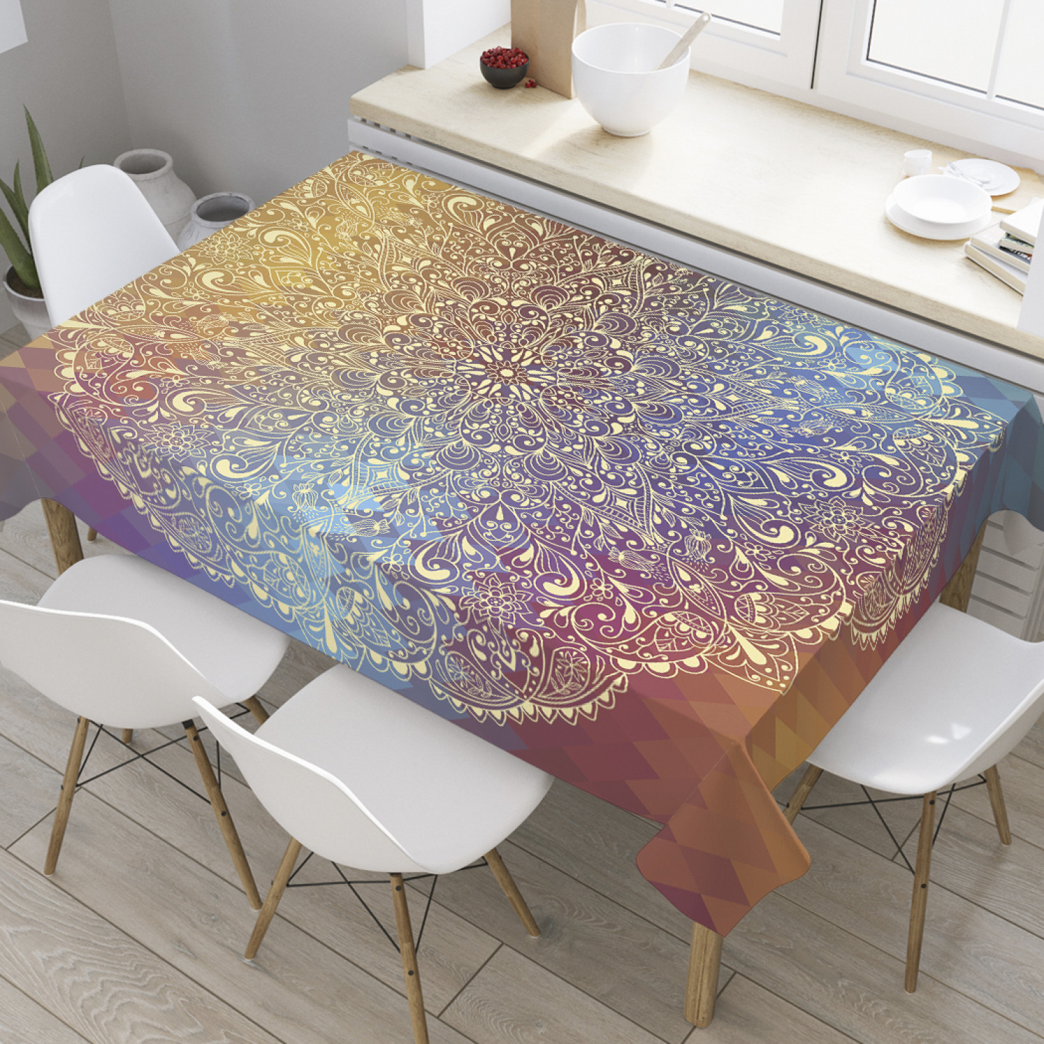 

Скатерть прямоугольная JoyArty "Ажурная мандала" из оксфорда, 120x145 см, Оранжевый, Ажурная мандала