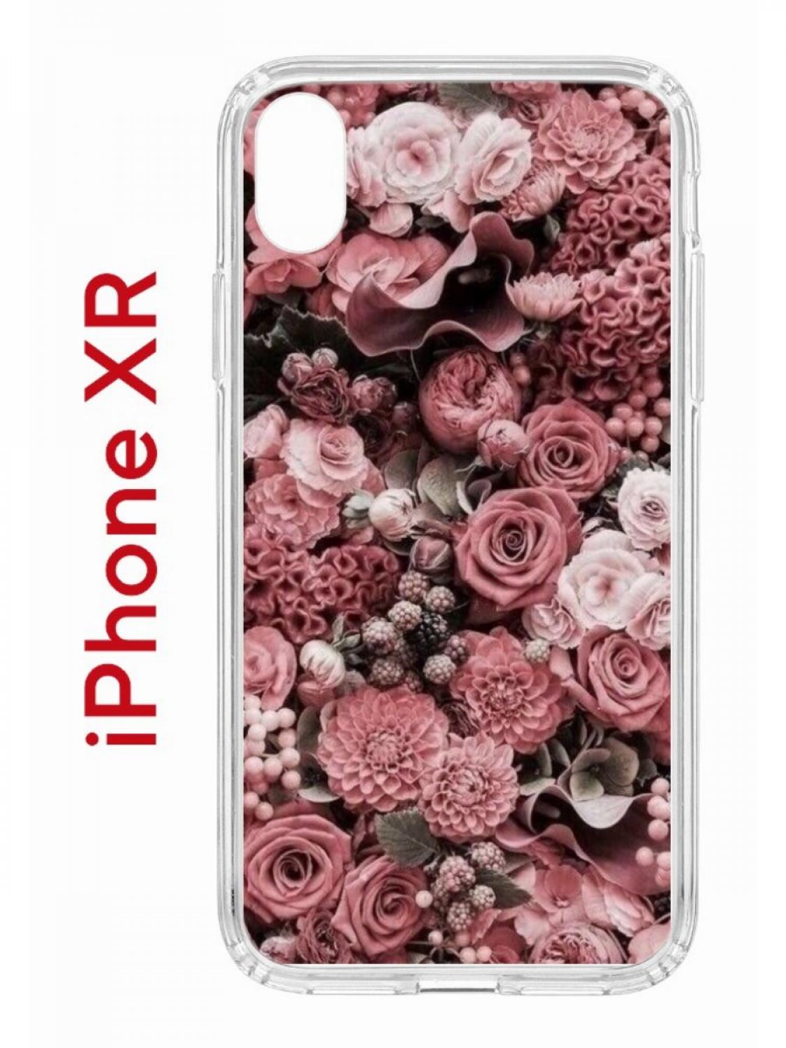 Чехол на iPhone XR с принтом Kruche Print цветы, бампер с защитой камеры