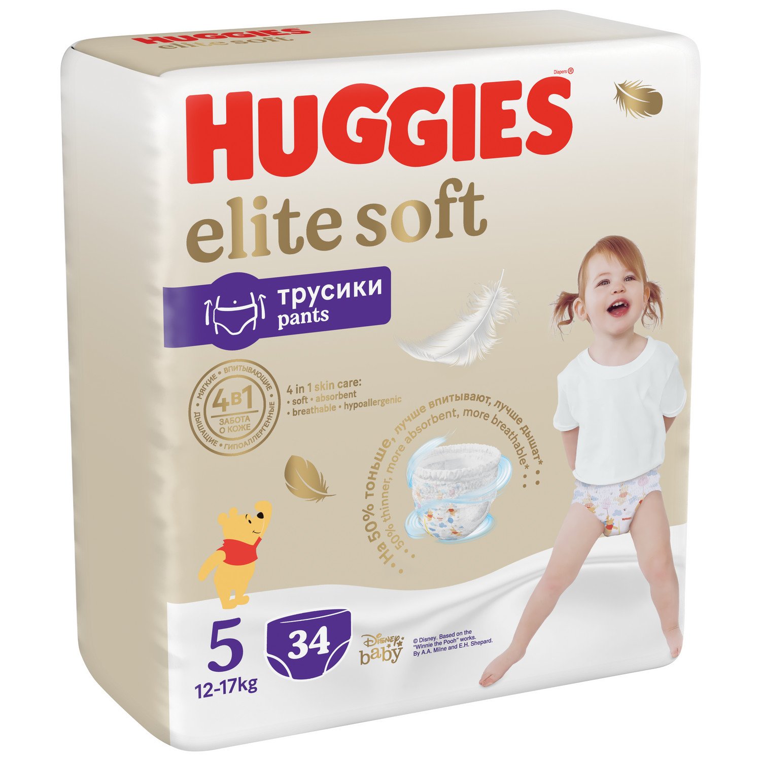 фото Трусики-подгузники huggies elite soft 5, 12-17кг, 34 шт 549354