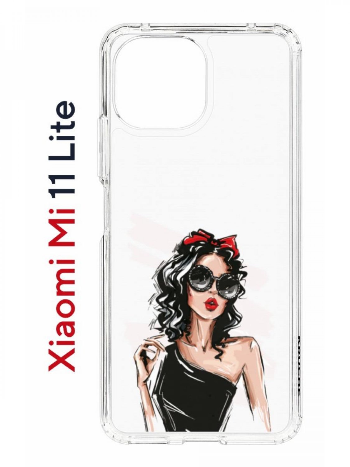 фото Чехол на xiaomi mi 11 lite kruche print фэшн леди,противоударный бампер,с защитой камеры кruче