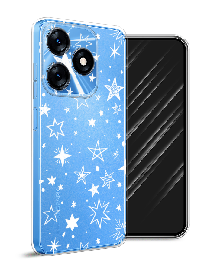 

Чехол Awog на Tecno Spark 10 "Звездочки графика белая", Прозрачный;белый, 303550-7