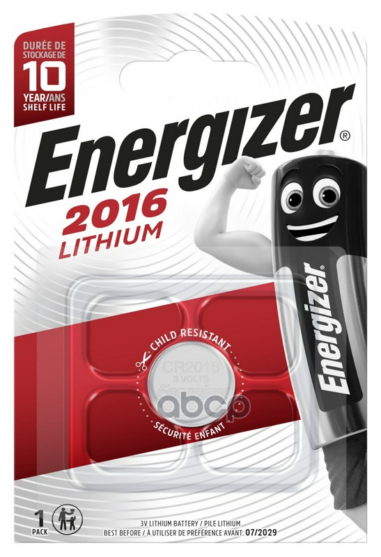 Батарейка Литиевая Energizer Lithium Cr2016 3v Упаковка 1 Шт. E301021802 Energizer арт. E3 батарейка smartbuy cr2016 lithium литиевая 3 в блистер 5 шт sbbl 2016 5b