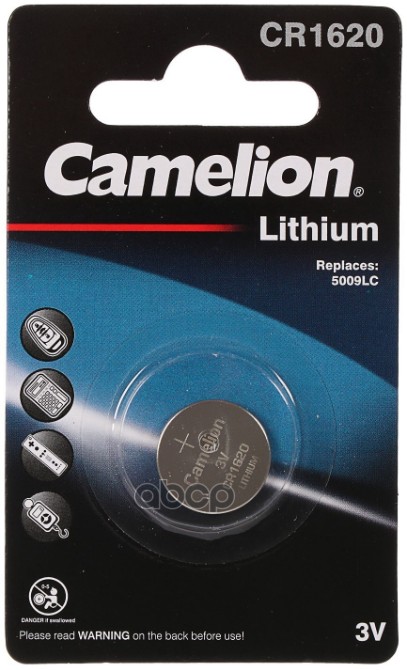 фото Батарейка литиевая camelion lithium таблетка 3v упаковка 1 шт. cr1620-bp1 camelion арт. cr