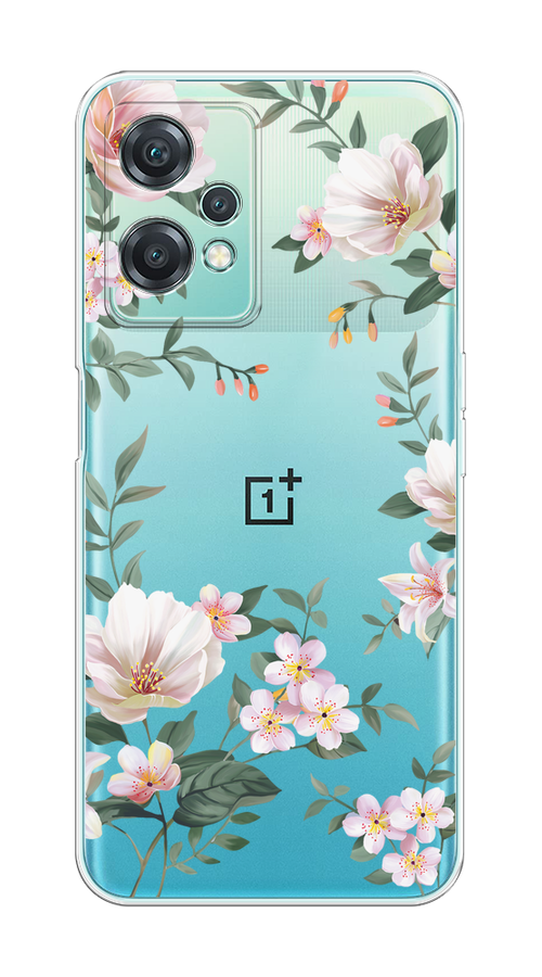 

Чехол на OnePlus Nord CE 2 Lite 5G "Beautiful white flowers", Бежевый;зеленый, 152850-1