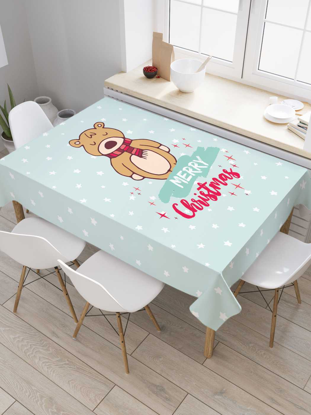 

Скатерть прямоугольная JoyArty "Счастливого рождества" из оксфорда, 180x145 см, Голубой, Счастливого рождества