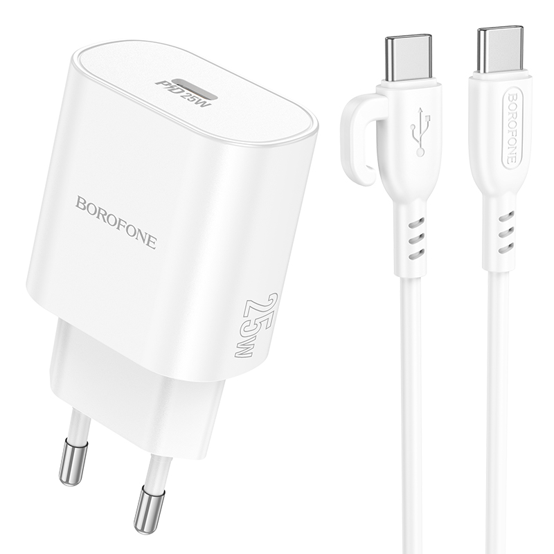 

Сетевое зарядное устройство Borofone BA82Aаа type-c - type-c 1xUSB Type-C 3 А белый, BA82Aаа