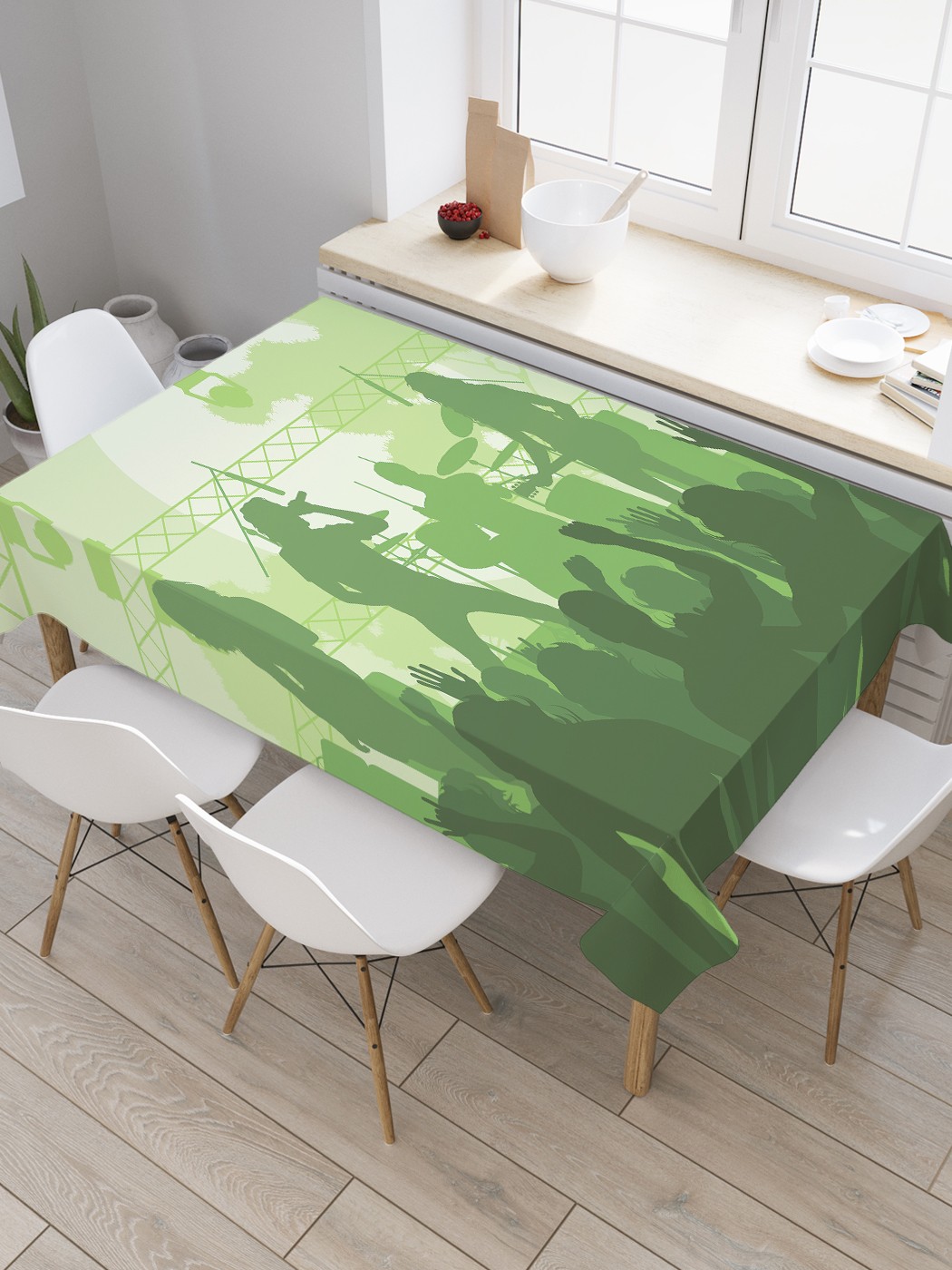 

Скатерть прямоугольная JoyArty "Ночная дискотека" из оксфорда, 120x145 см, Зеленый, Ночная дискотека