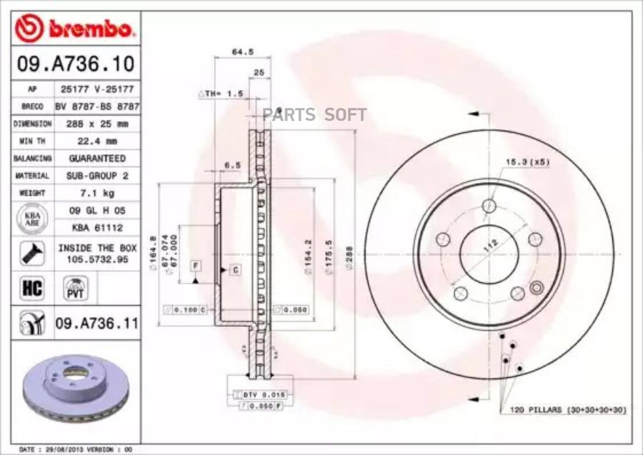 09.a736.11_диск тормозной передний mb w204/s204 1.8i/2.0cdi 07>