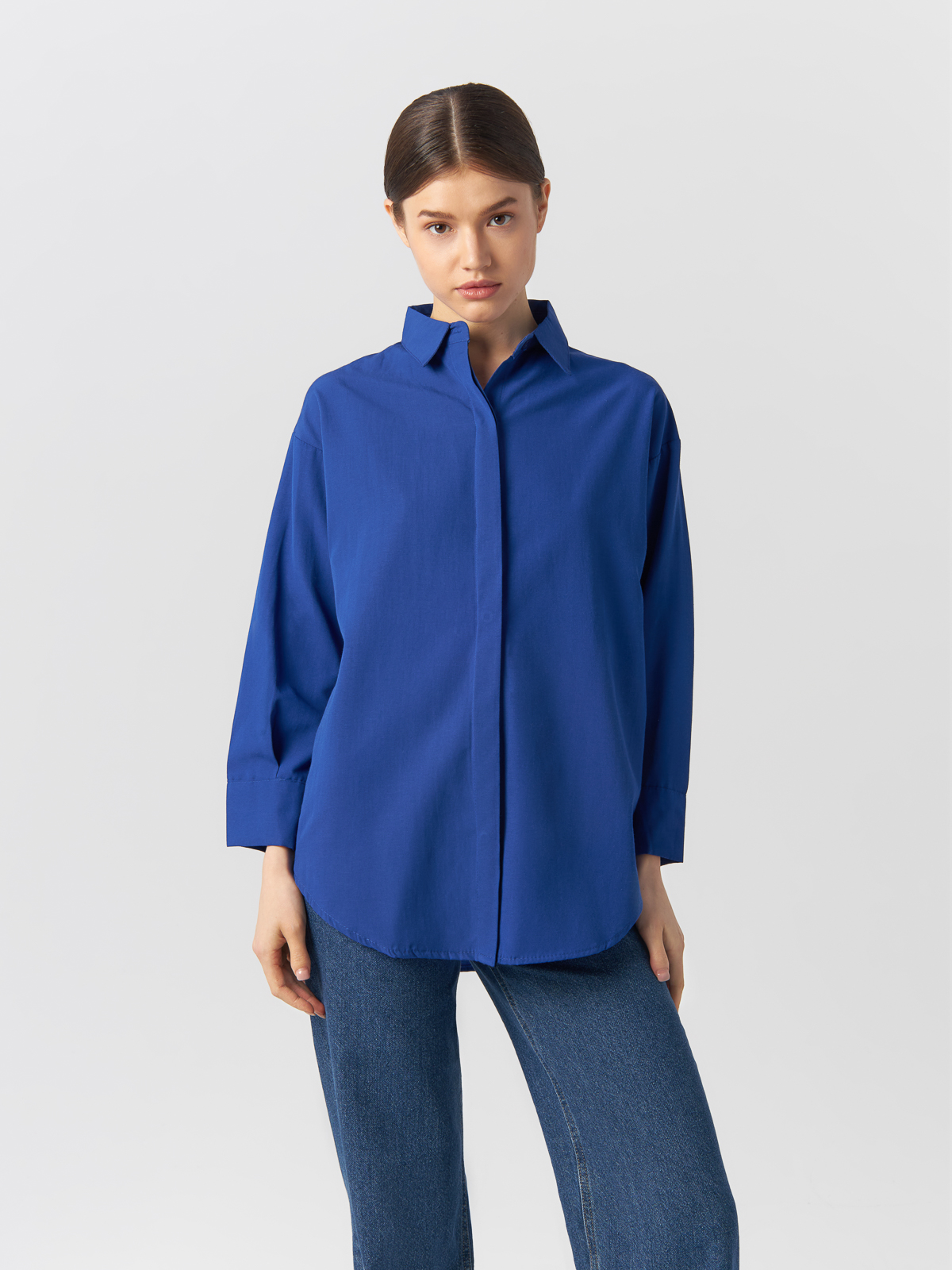 Рубашка женская Chezalou 416VGN2235 синяя M