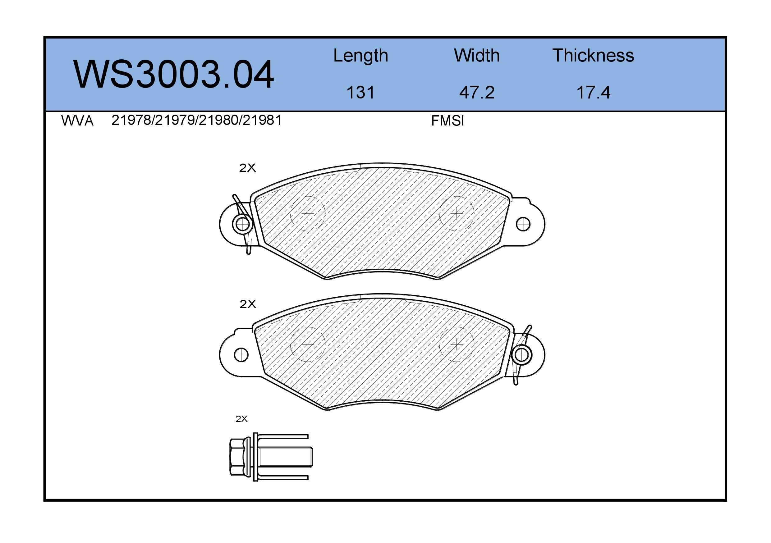 

Комплект тормозных колодок JEENICE ws300304