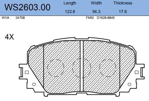 

Комплект тормозных колодок JEENICE ws260300