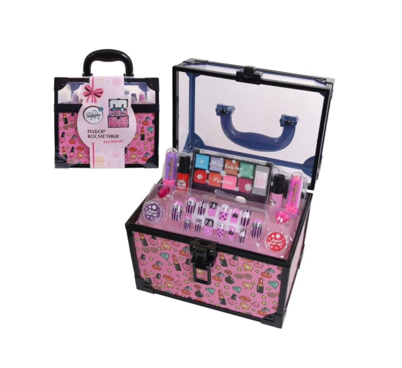 фото Набор косметики для девочек зефирка романтическая серия в кейсе чемоданчик стилиста k-0005