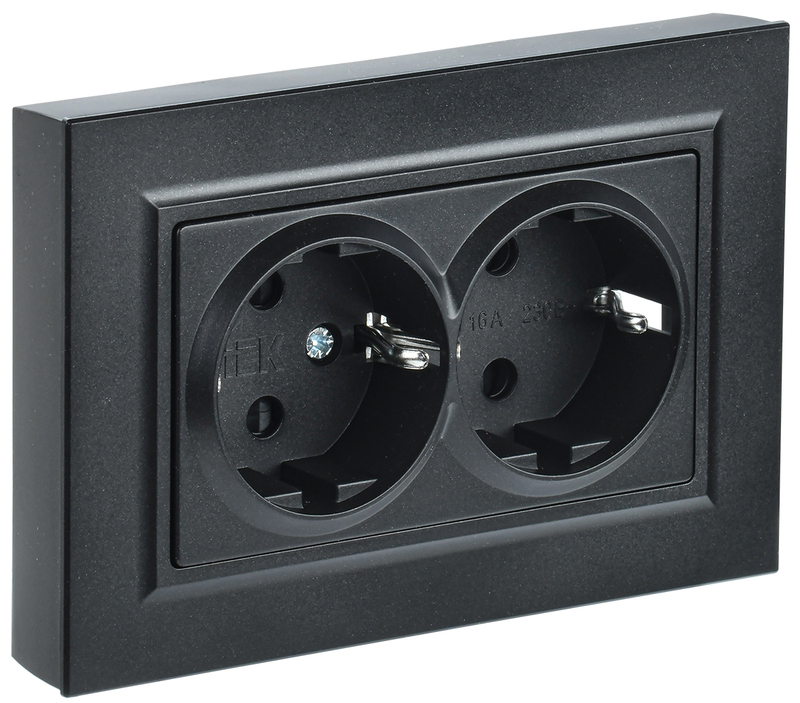 

Розетка 2местная IEK Br-R24-16-K02-F черная, Черный