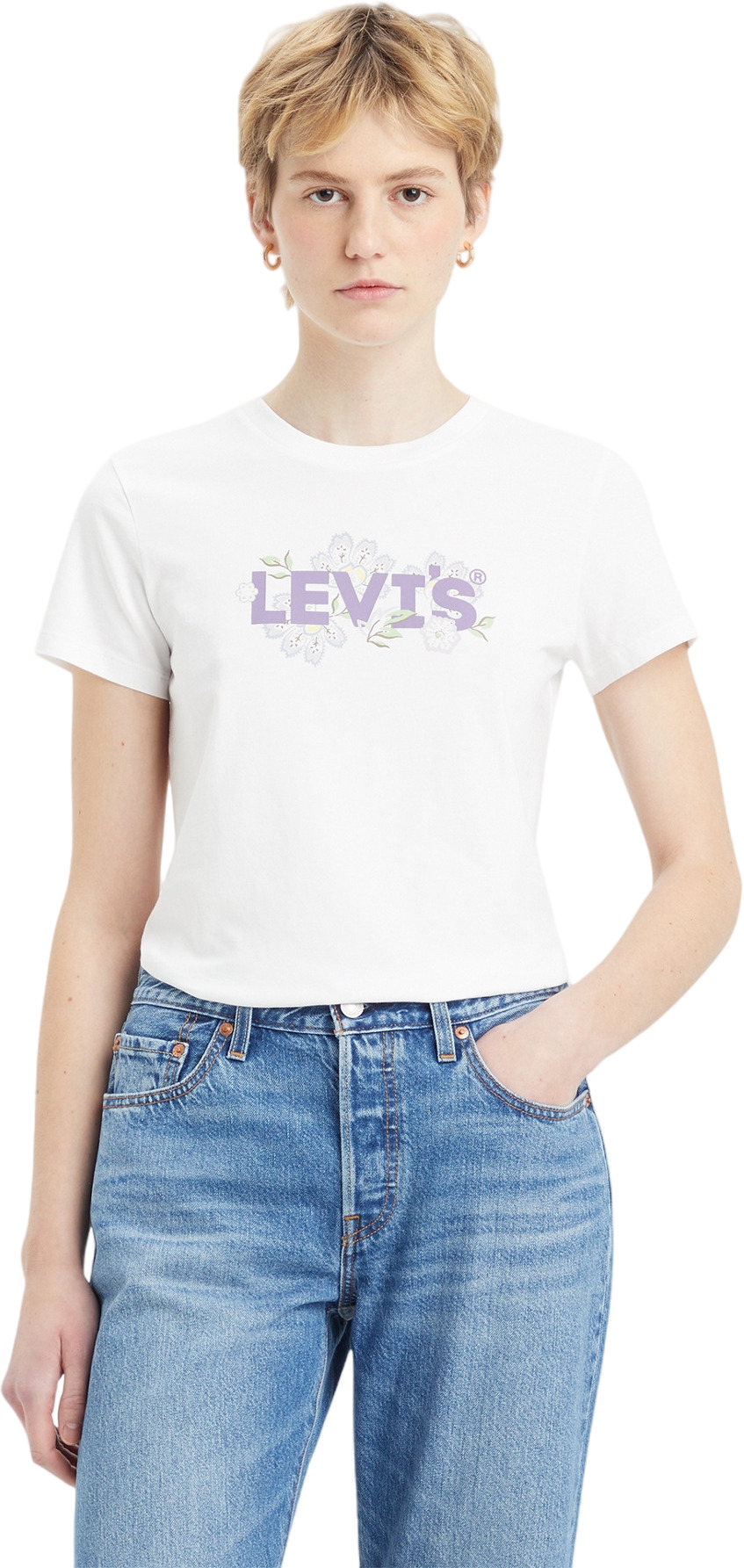 

Футболка женская LEVIS Women The Perfect Tee белая S, Белый, Women The Perfect Tee