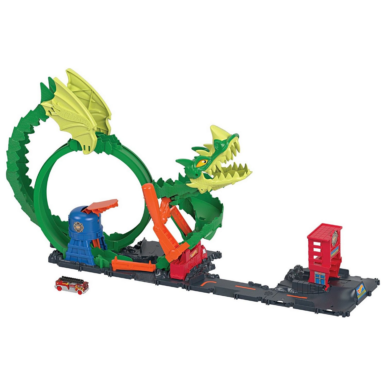 Купить Игровой набор Mattel Hot Wheels Сити Огненный бой с драконом HDP03,