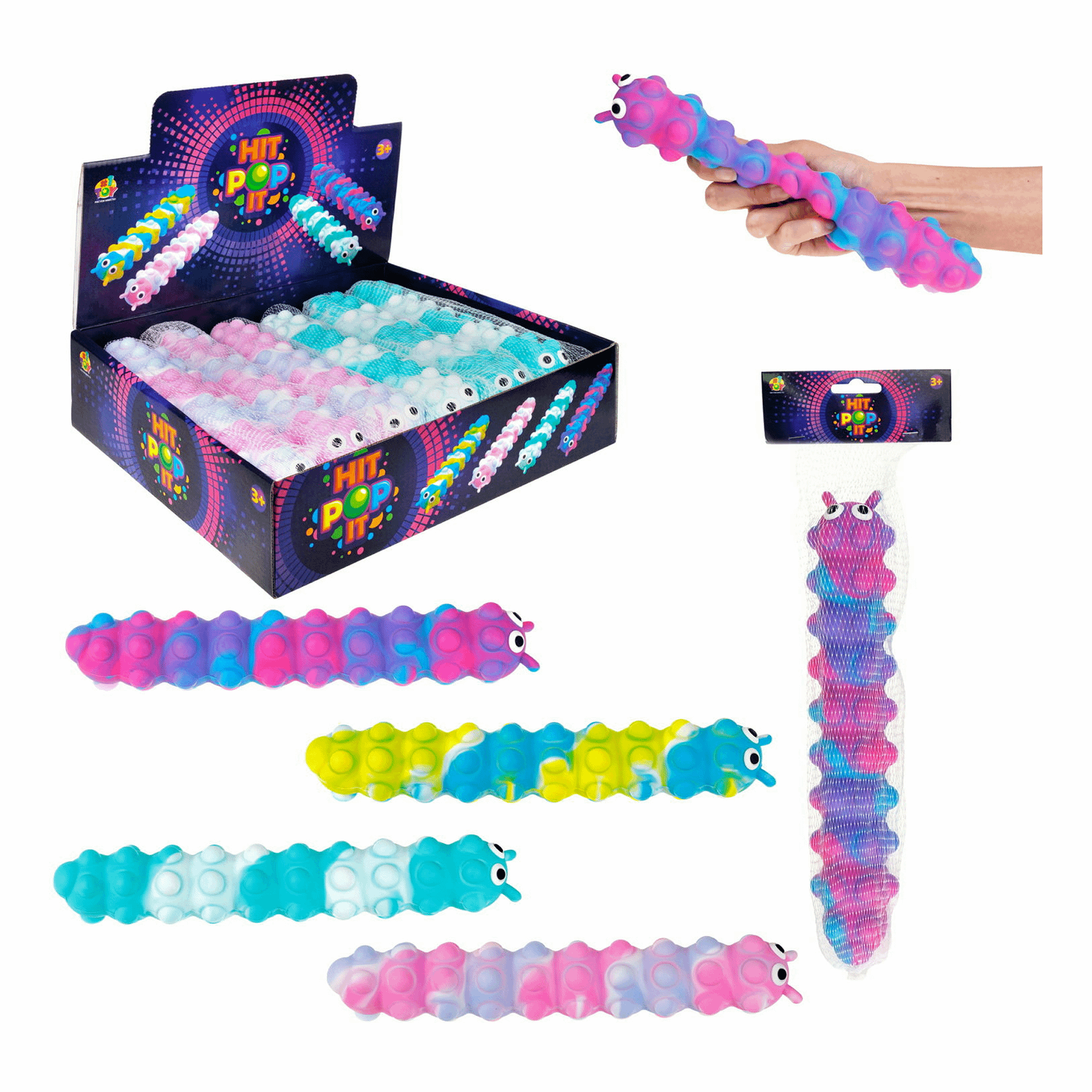 

Игрушка-антистресс 1Toy Pop it Гусеница 25 х 5 см в ассортименте (цвет по наличию), Разноцветный