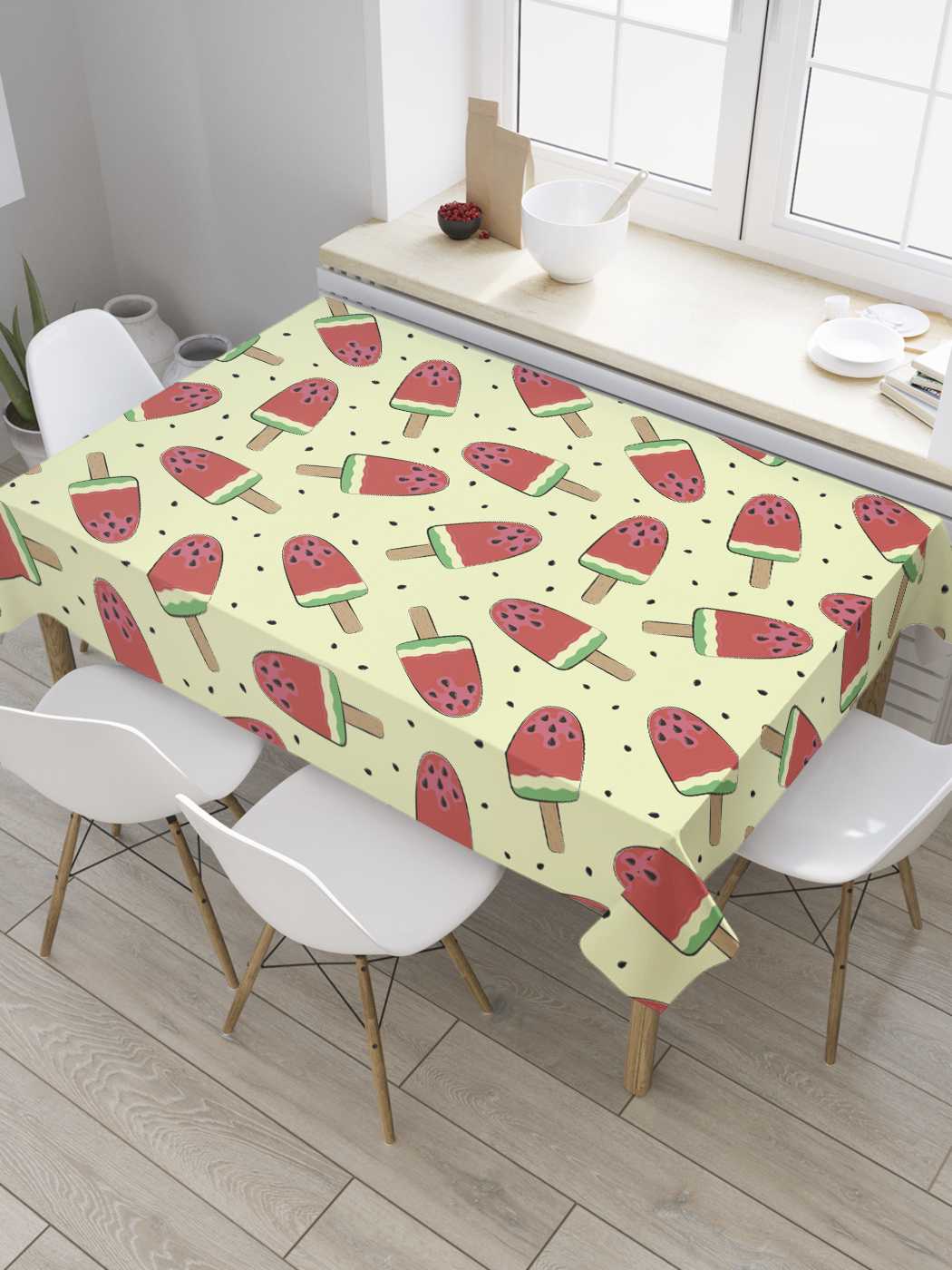 

Скатерть прямоугольная JoyArty "Арбузное мороженое" из оксфорда, 180x145 см, Арбузное мороженое