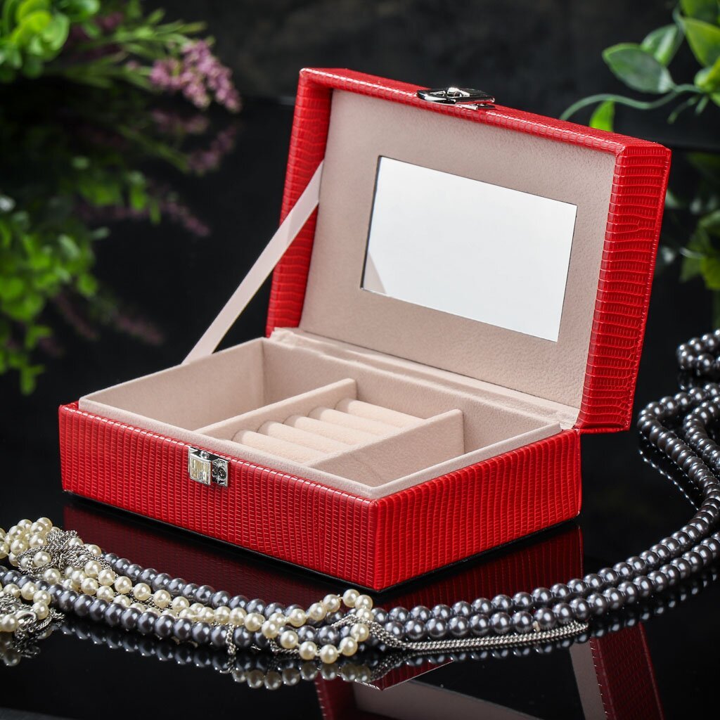 

Шкатулка для украшений, искусственная кожа, 6х10х5.5 см, красн, Y4-5145, Красный