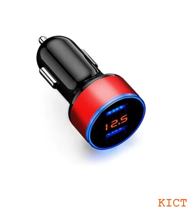 Разветвитель прикуривателя KICT с 2 гнездами USB зарядка 31A Красный 188₽