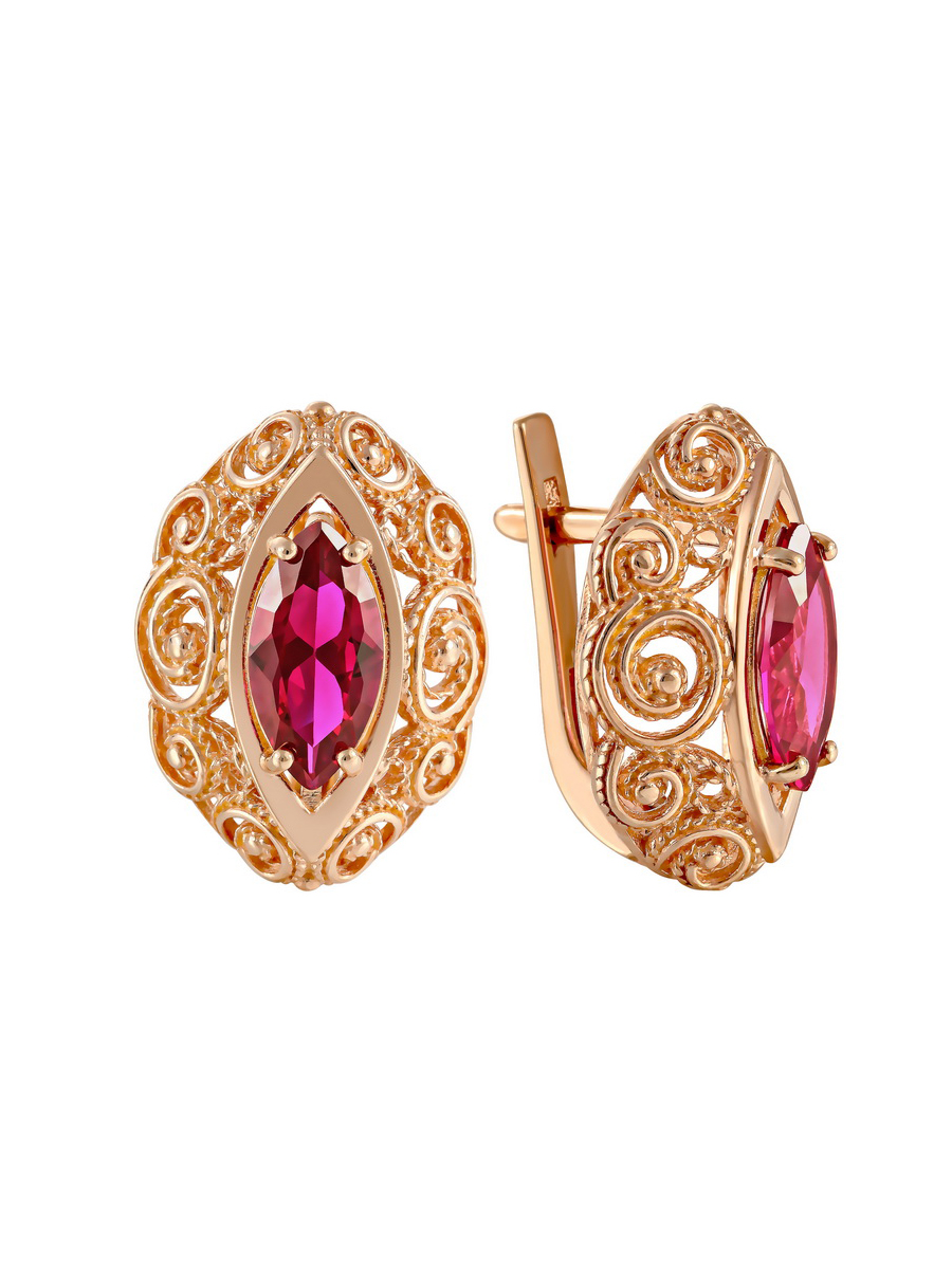 

Серьги из серебра с рубином искусственным SamoroDki Jewelry 2-152-02з, 2-152-02з