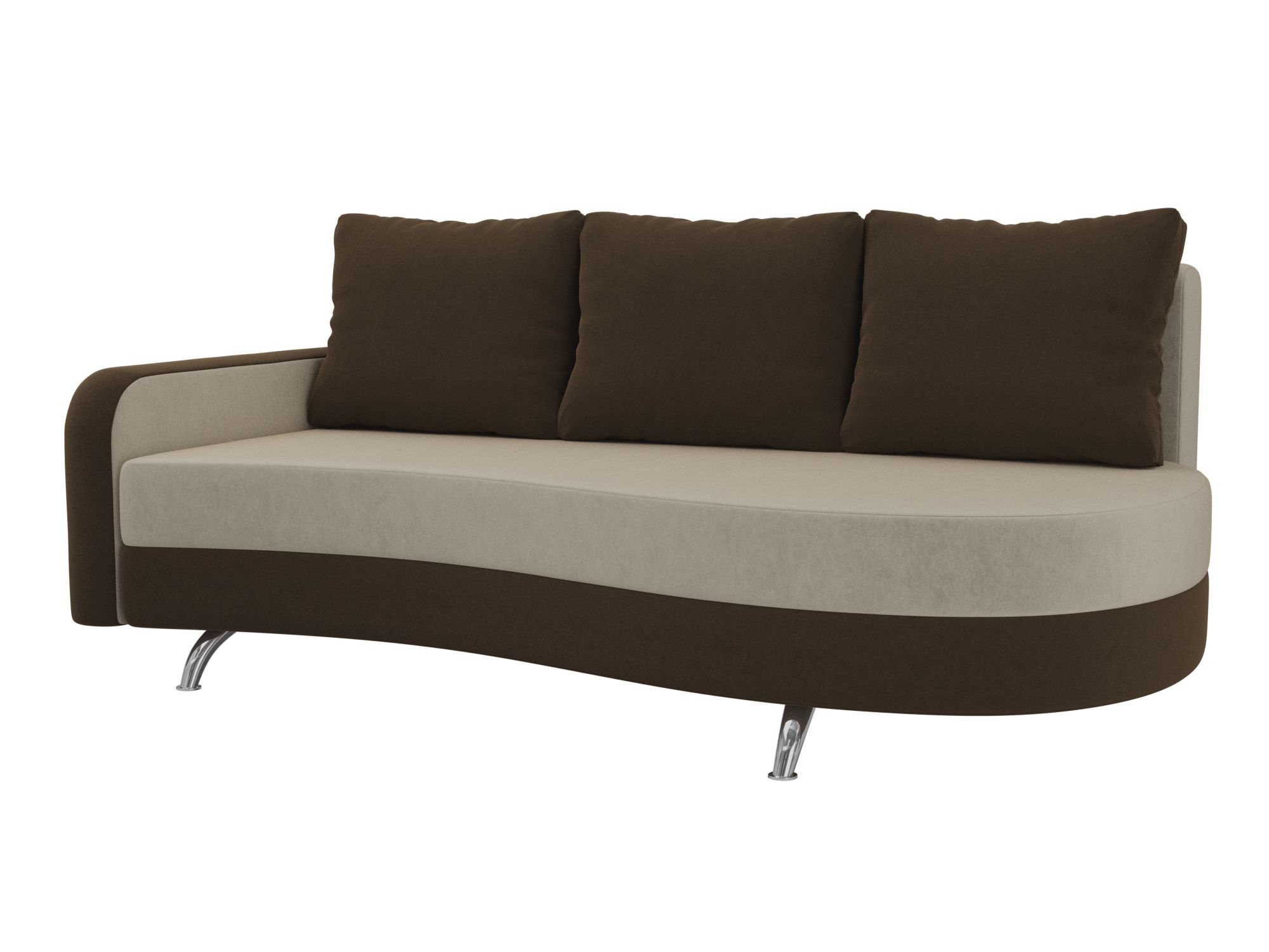 

Диван прямой Премьер левый микровельвет бежевый/коричневый, Диван прямой Премьер левый угол