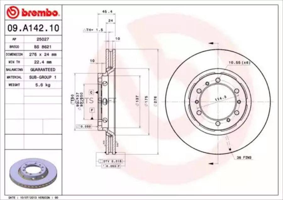 

09.a142.10_диск тормозной передний mitsubishi l400/space gear 2.4/2.5td 4wd 94>