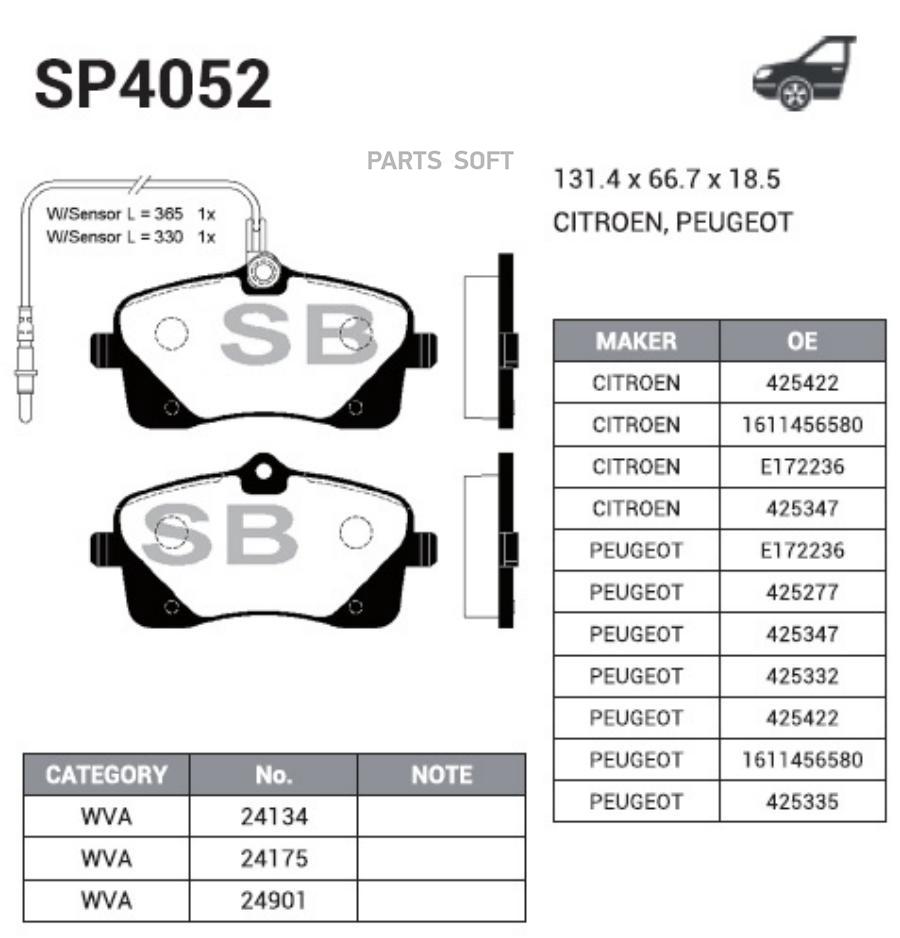 

Тормозные колодки Sangsin brake SP4052