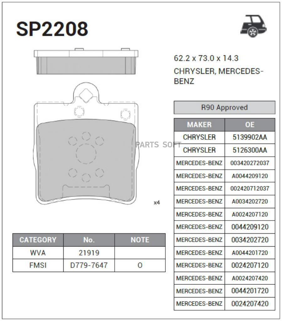 

Тормозные колодки Sangsin brake SP2208