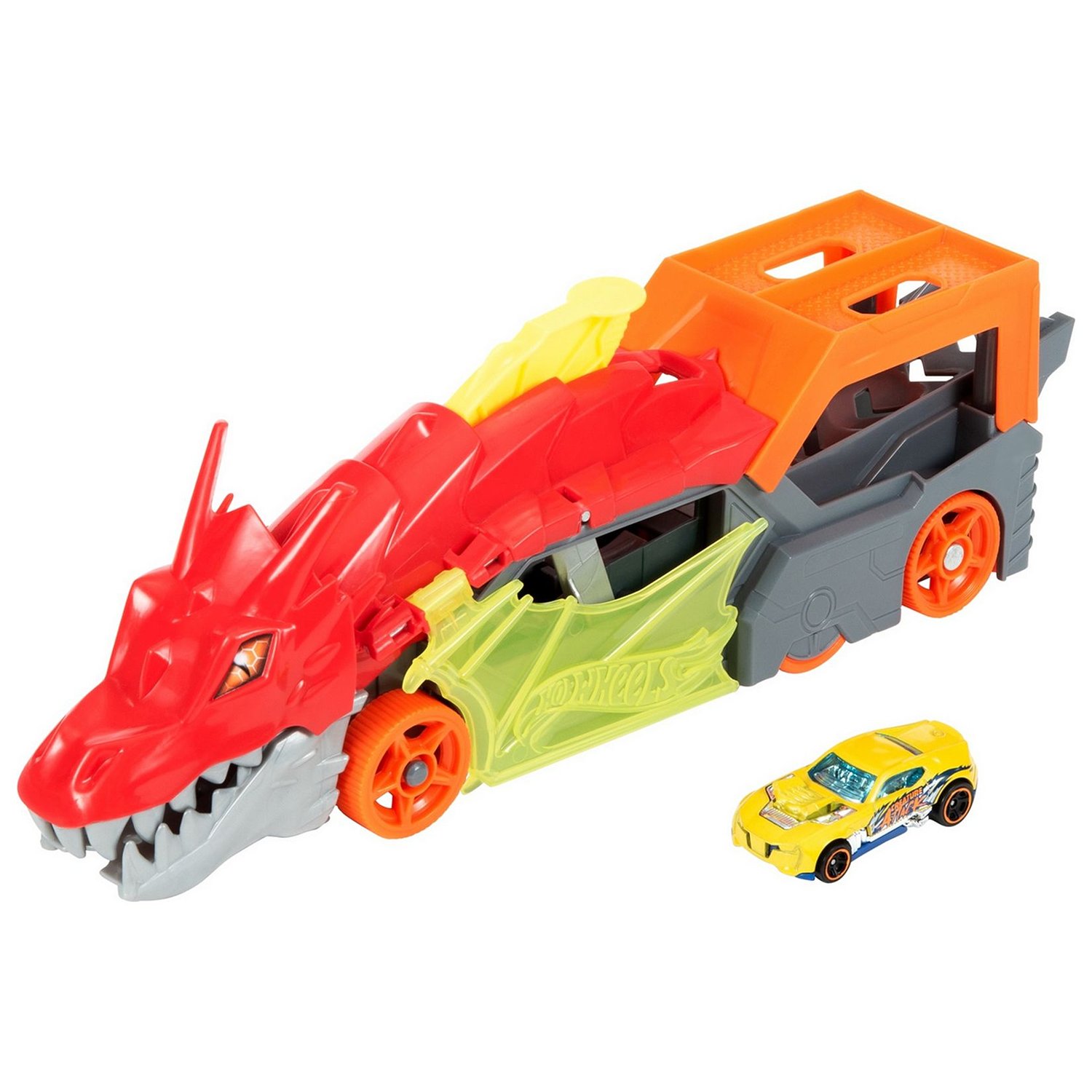 фото Грузовик mattel hot wheels разъяренный дракон с хранилищем для машинок gtk42