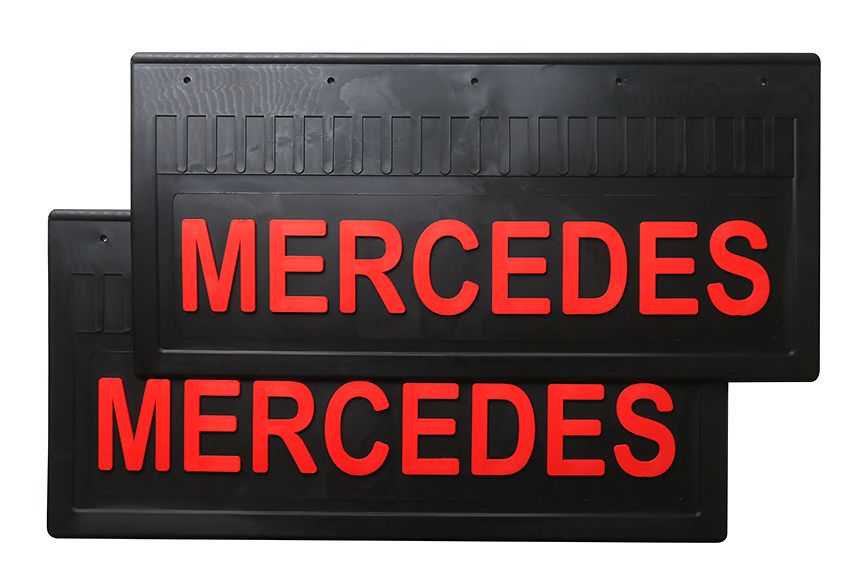 

Комплект брызговиков MERCEDES задние грузовые 520*250 (LUX) красная надпись