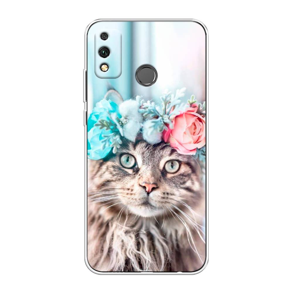 

Чехол Awog на Honor 9X Lite "Кот в венке", Серый;голубой;розовый, 6104250-2