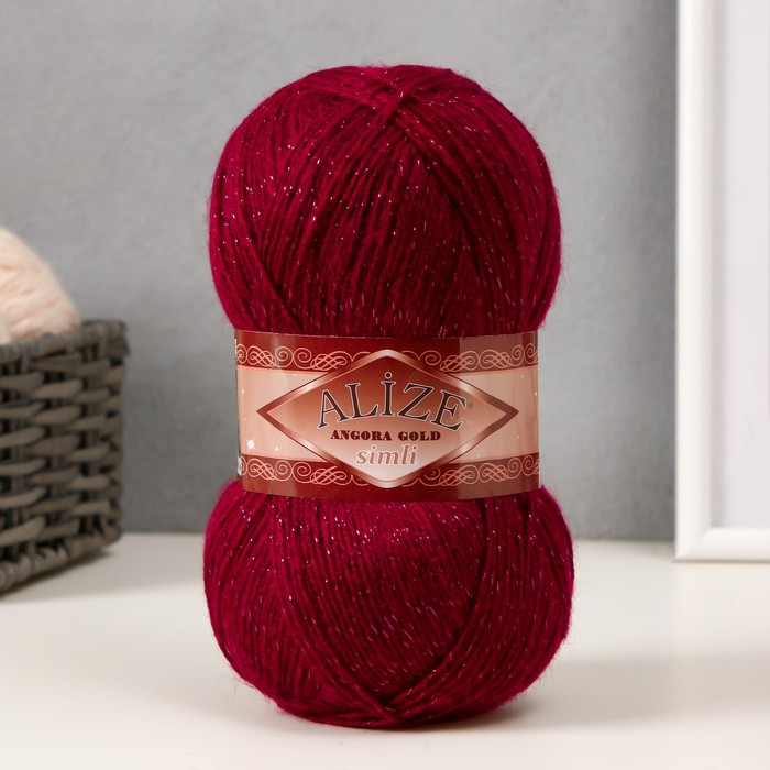 

Пряжа ALIZE Angora Gold Simli, 2795398, 75% акрил, 20% шерсть, 5% металлик, Бордовый
