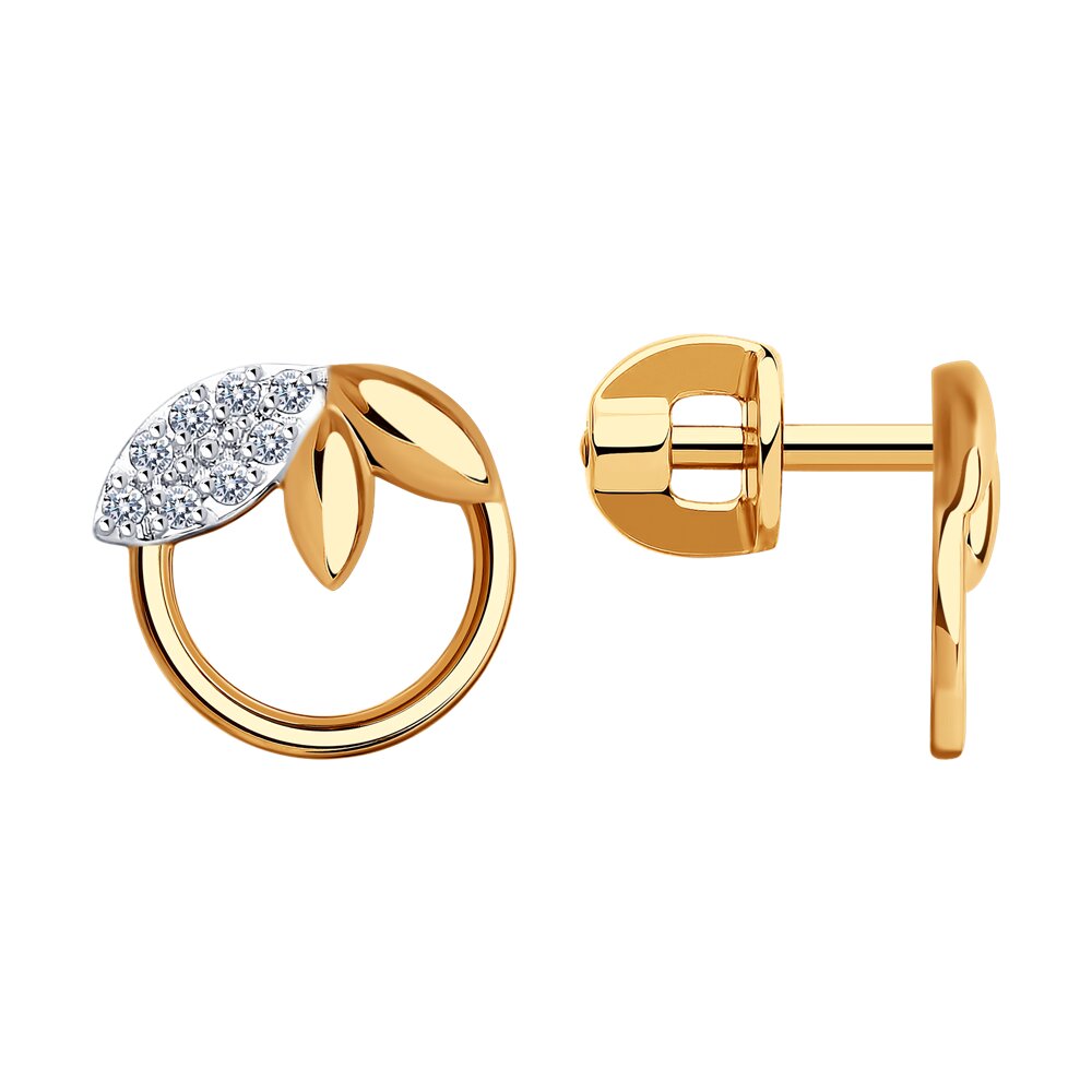 

Серьги-пусеты из красного золота с фианитом Diamant 51-122-01610-1, 51-122-01610-1