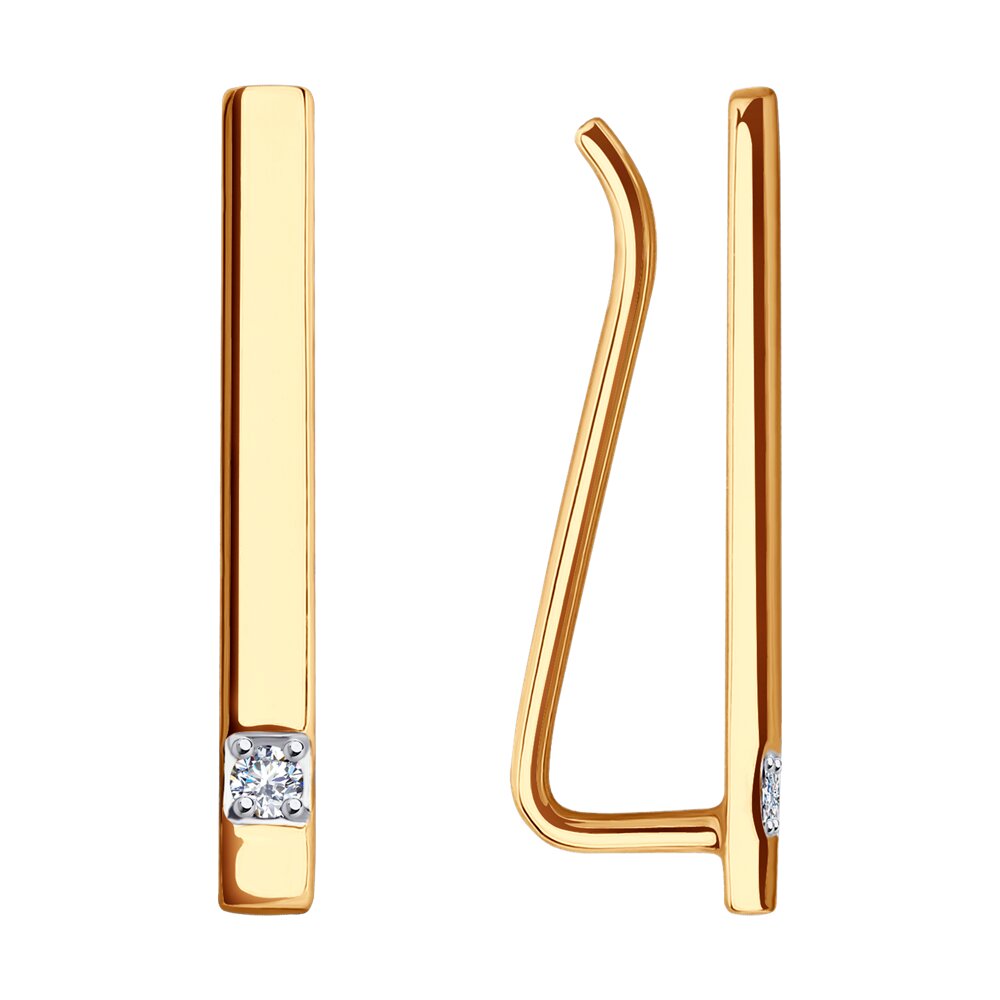 

Серьги клаймберы из красного золота Diamant 51-120-01634-1, фианит, 51-120-01634-1