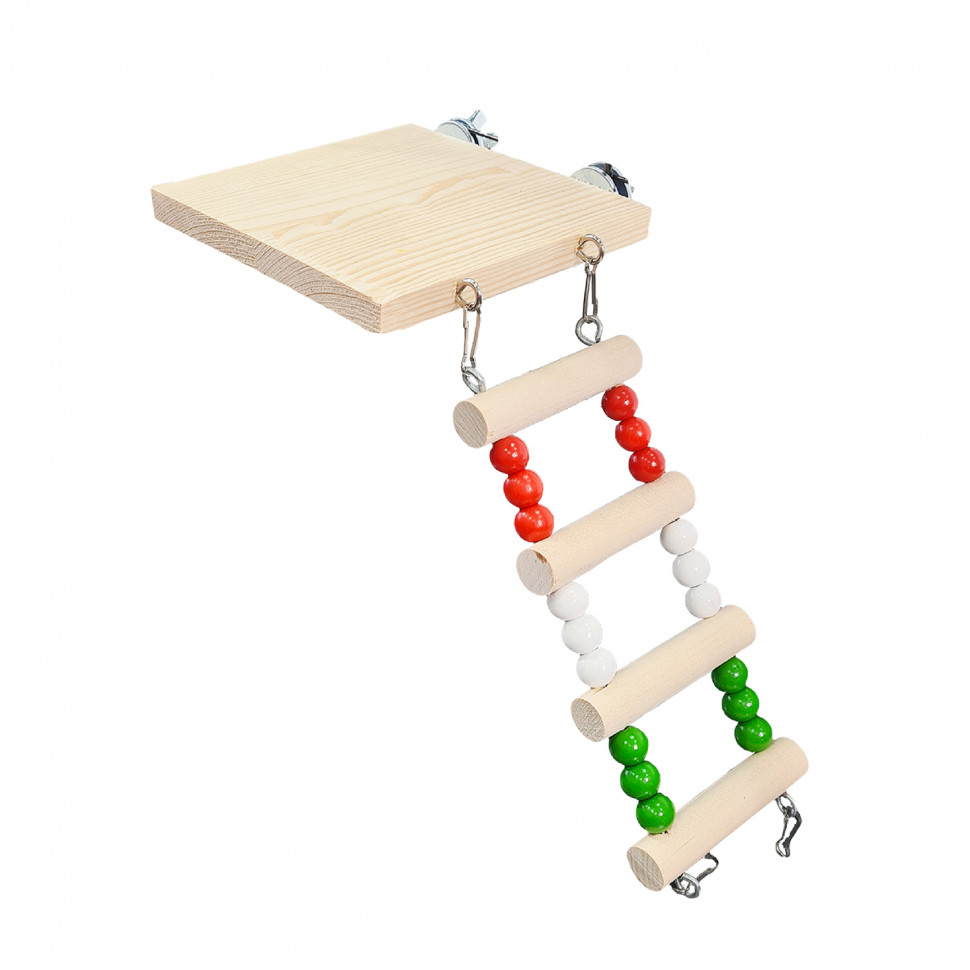 Игрушка для хомяков Полка с лестницей 4 ступени PetStandArt, Размер 12x11х2см. Дерево
