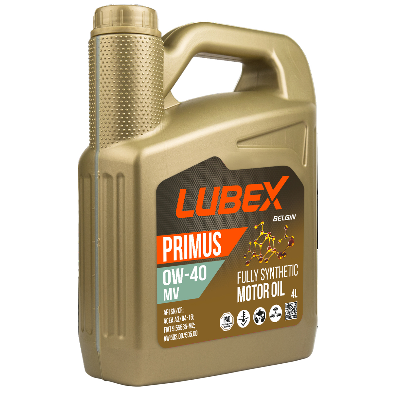 фото Lubex масло моторное "lubex" primus mv 0w40 a3/b4 sn/cf (4 л) синт.