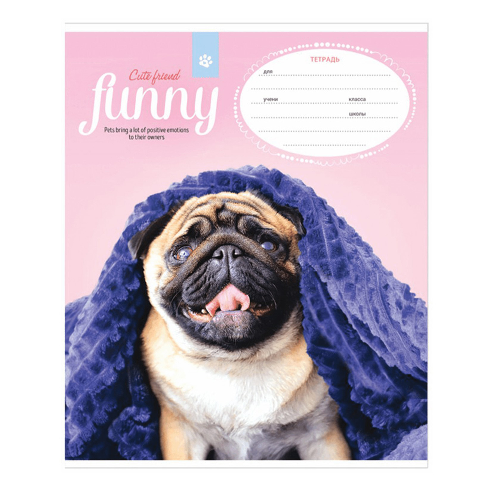 

Тетрадь тонкая ArtSpace Funny Pets 12 листов А5 на скрепке в клетку в ассортименте