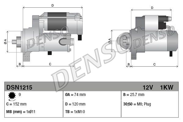 фото Стартер 12v 1кw denso dsn1215