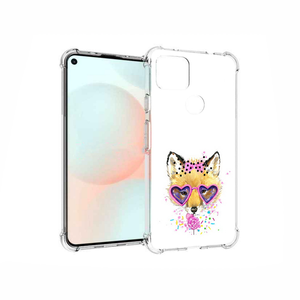 

Чехол MyPads Tocco для Google Pixel 5A лисенок с бантиком, Прозрачный, Tocco