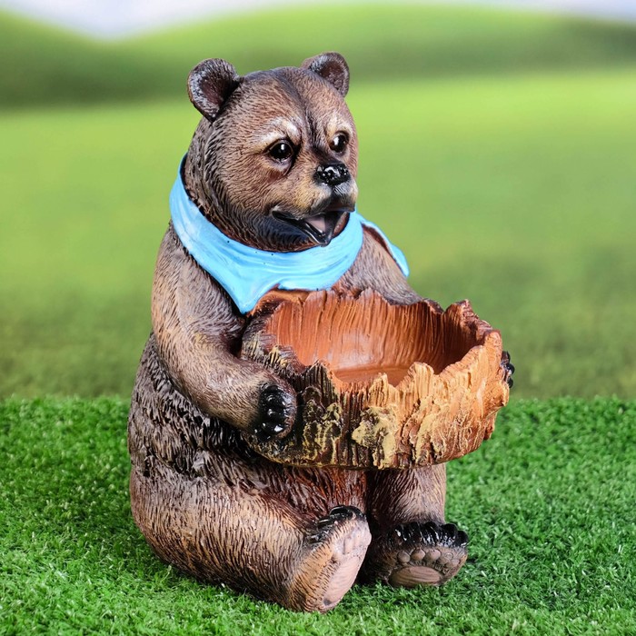 

Садовая фигура Мишка с кормушкой 23см, Разноцветный