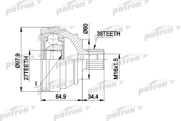 

ШРУС наружн к-кт 38x60.2x27 VW: TRANSPORTER Т4 7.94- PATRON PCV1230