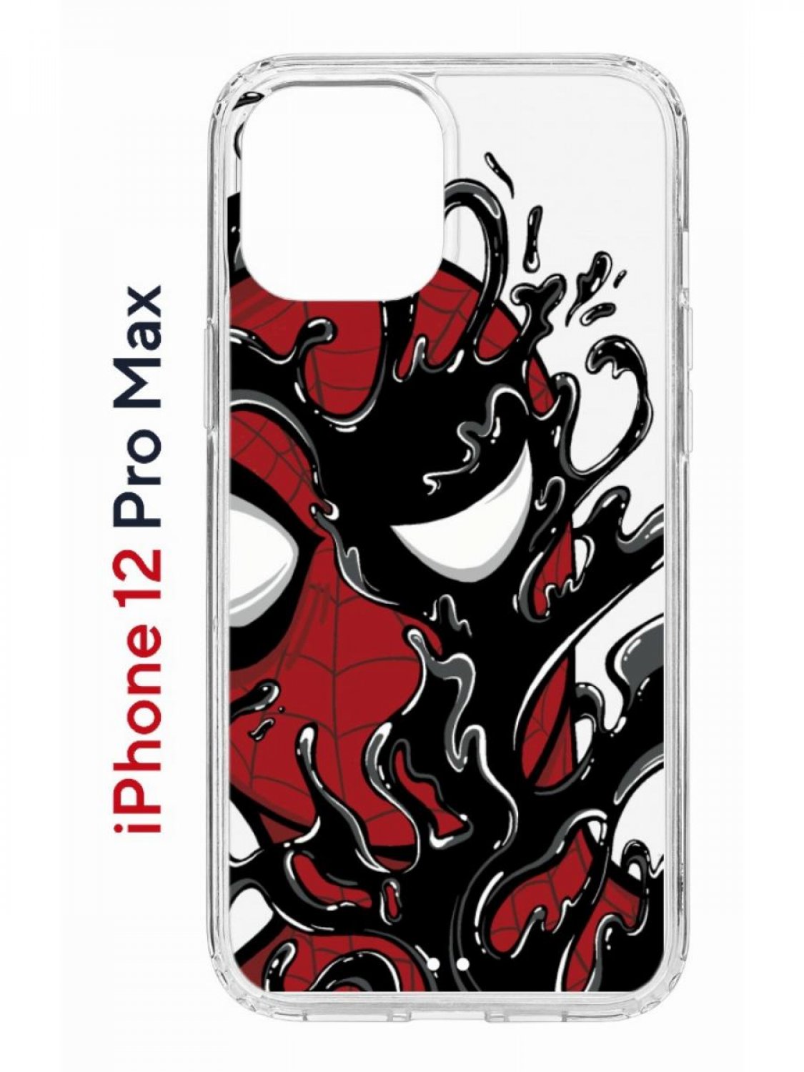 

Чехол на iPhone 12 Pro Max Kruche Print Spider-Man-Venom, бампер с защитой камеры, Прозрачный;красный;черный;серый, Айфон 12 Про Макс