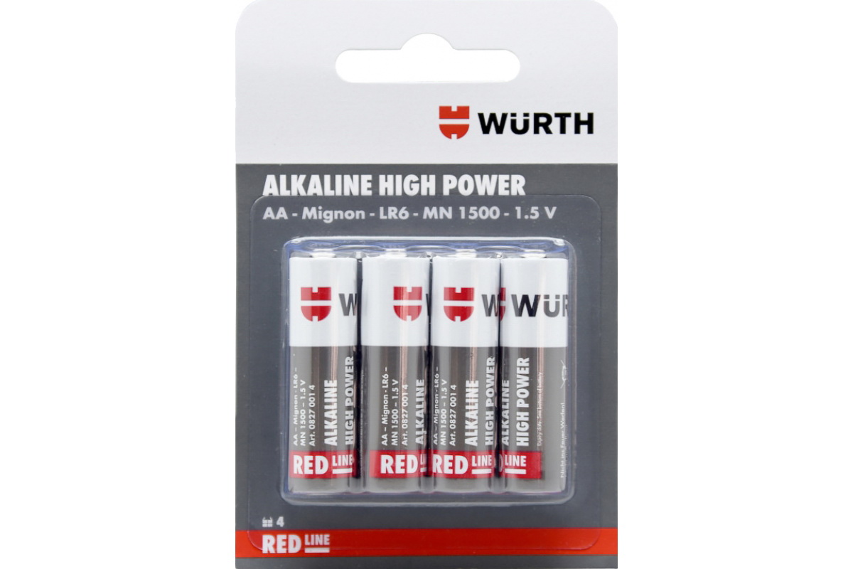 Батарейка Алкалиновая, Высокой Мощности, Тип Аа 1.5 В (Кратность 4 Шт) WURTH арт. 08270014