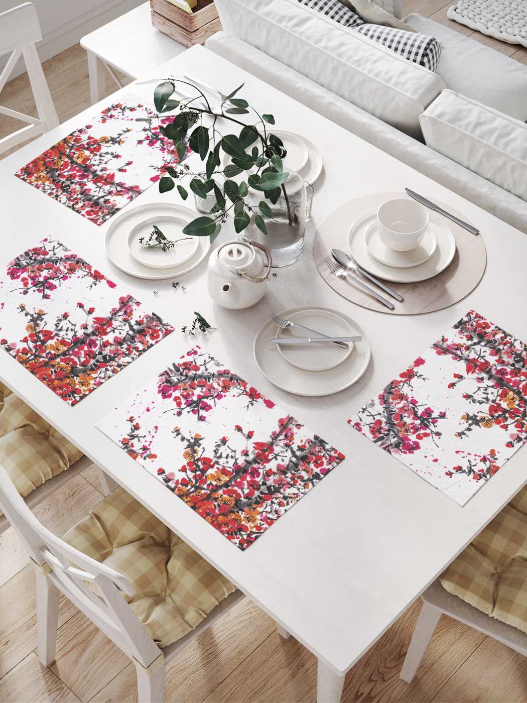 

Комплект салфеток JoyArty "Цветы безумия" для сервировки стола (32х46 см, 4 шт.), Красный, Цветы безумия